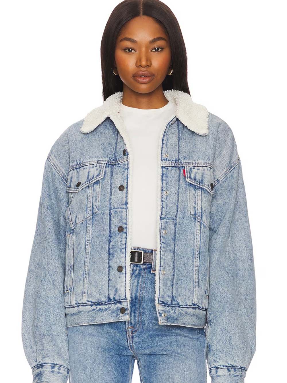 2019 Levi’s 90s Sherpa Trucker Denim Jacket Morning Sunlight Women’s Medium